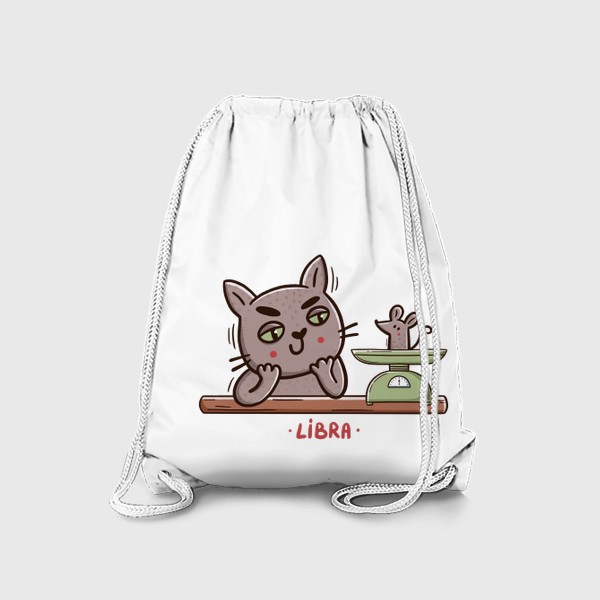 Рюкзак «Дерзкий кот и мышка на весах. Подарок для Весов. Libra»