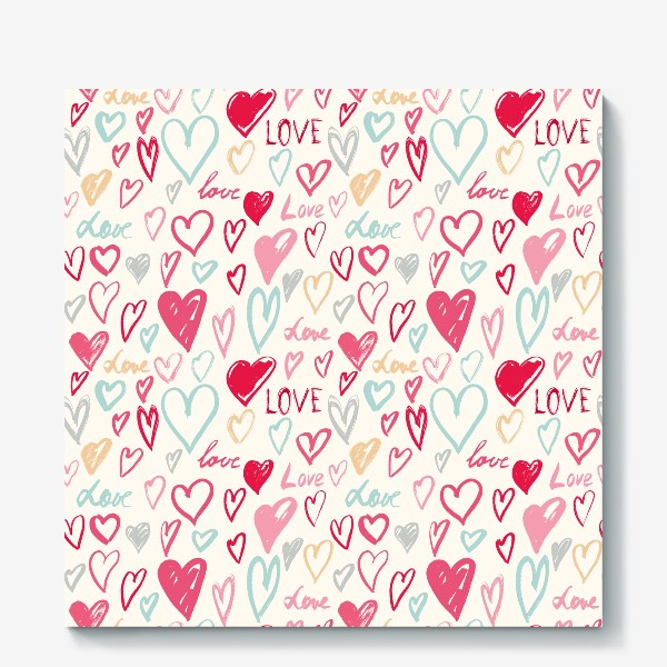 Холст «Painted hearts, lovely pattern»