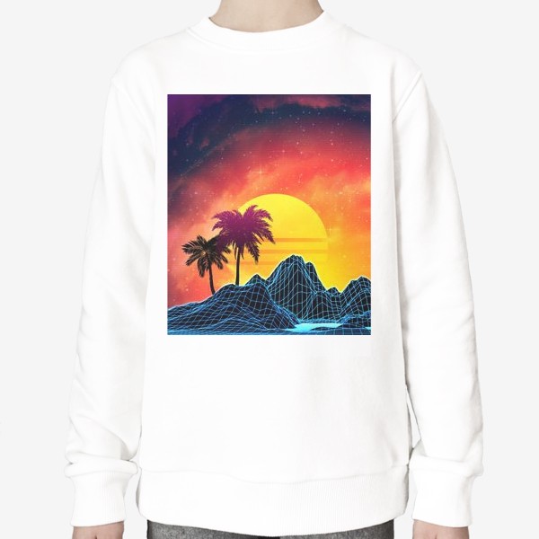 Свитшот «Синтвейв пляж и пальмы»