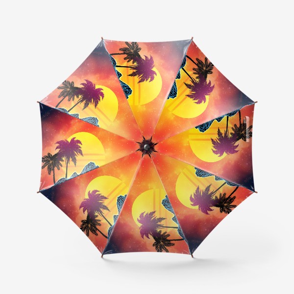 Зонт &laquo;Синтвейв пляж и пальмы&raquo;