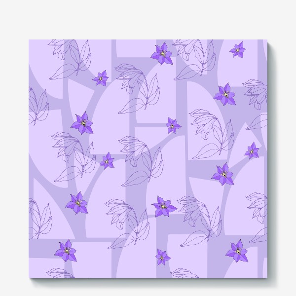 Холст «Фиолетовые цветы на сером фоне»