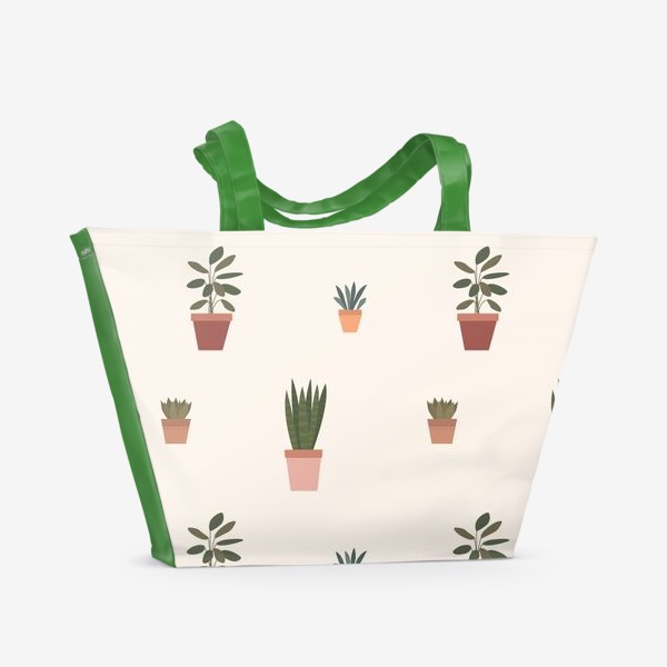 Пляжная сумка «Комнатные растения. Паттерн»