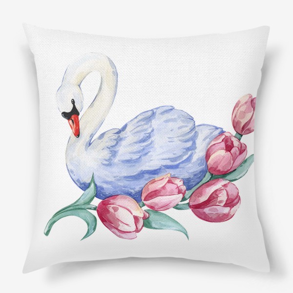 Подушка «Лебедь  и тюльпаны»