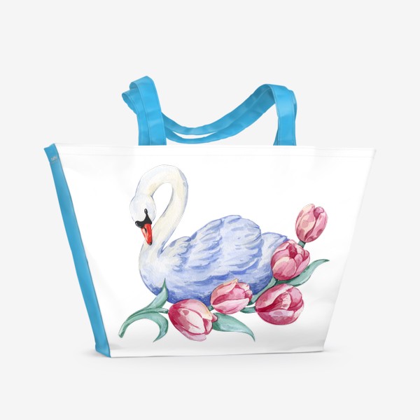 Пляжная сумка &laquo;Лебедь  и тюльпаны&raquo;
