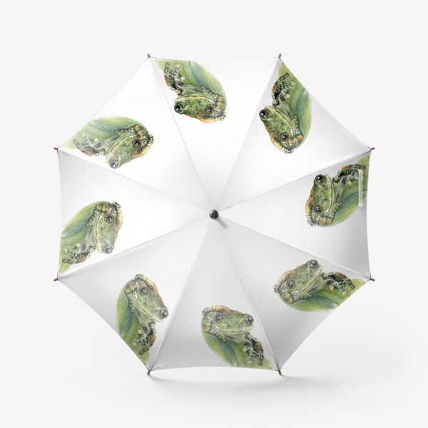 Зонт «Зеленая лягушка на листе улыбается»