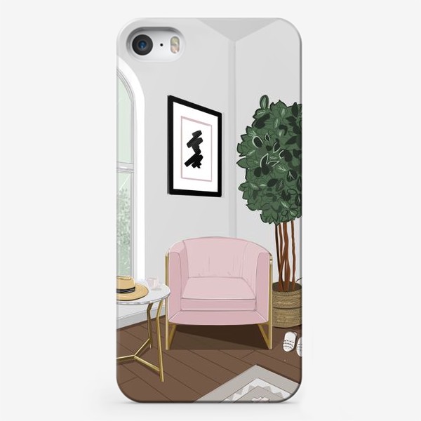 Чехол iPhone «Розовое кресло. Интерьер.»