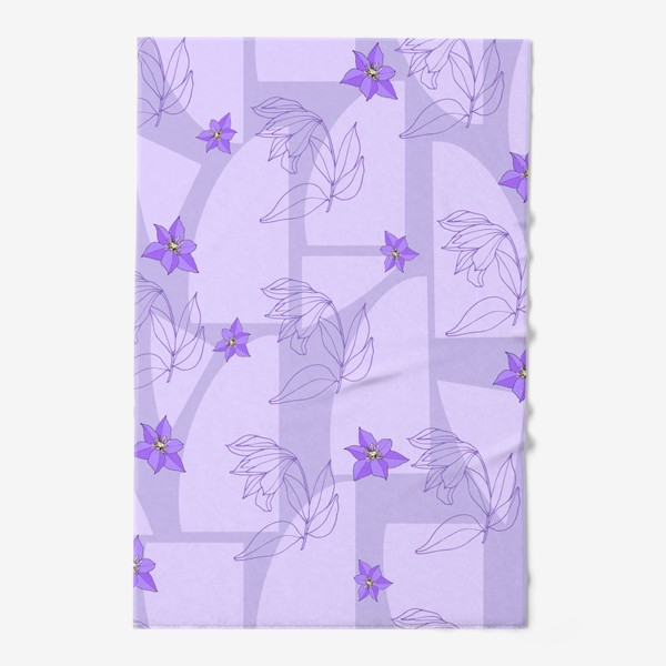 Полотенце &laquo;Фиолетовые цветы на сером фоне&raquo;