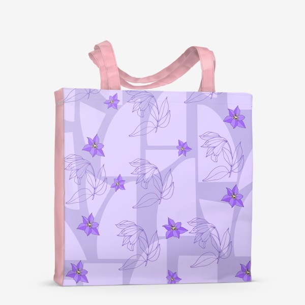 Сумка-шоппер «Фиолетовые цветы на сером фоне»