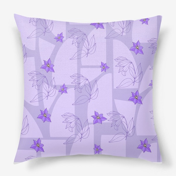 Подушка «Фиолетовые цветы на сером фоне»