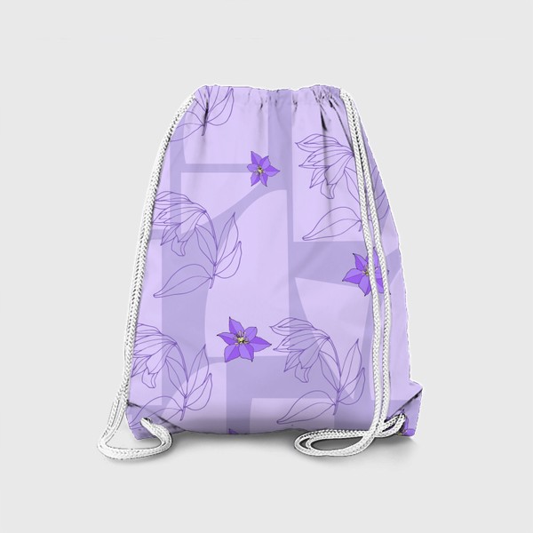 Рюкзак «Фиолетовые цветы на сером фоне»