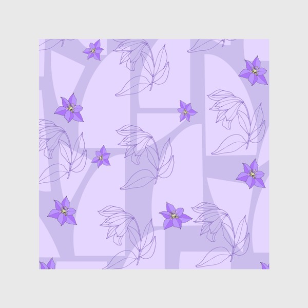 Скатерть «Фиолетовые цветы на сером фоне»
