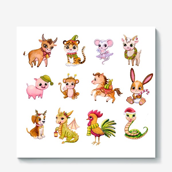 Холст «животные китайского календаря»