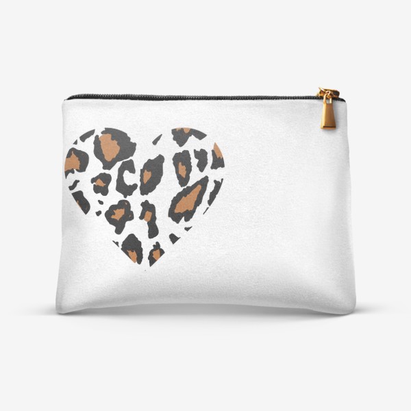 Косметичка «форма сердце с леопардовой шкуры текстурой, heart shape with leopard skin texture»
