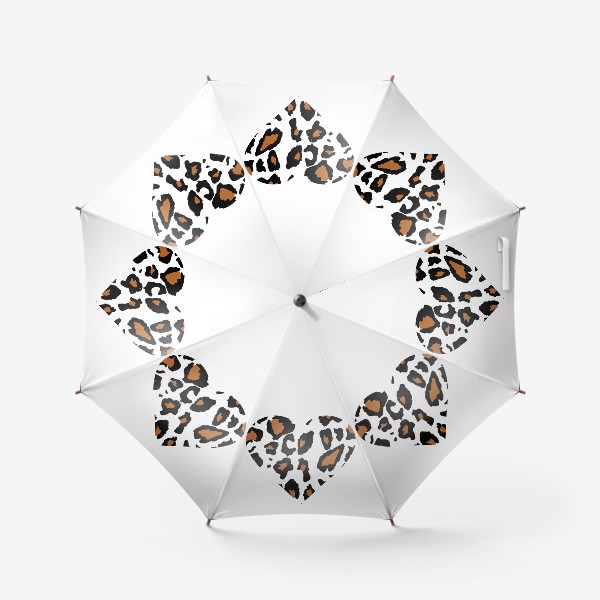 Зонт «форма сердце с леопардовой шкуры текстурой, heart shape with leopard skin texture»