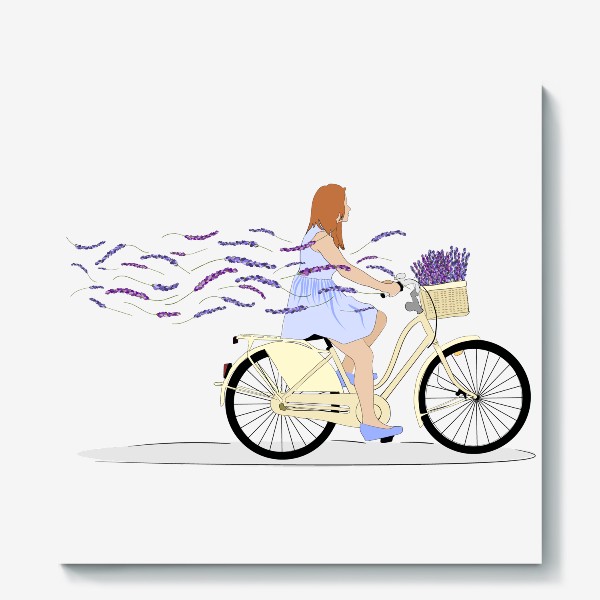 Холст «Лавандовая девушка на велосипеде»