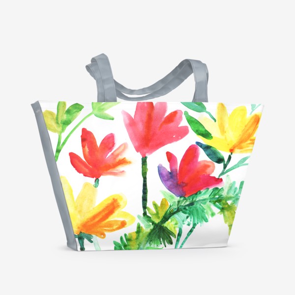 Пляжная сумка «Цветы, летний день. акварель»