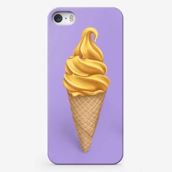 Чехол iPhone «Желтое мороженое на лавандовом фоне»