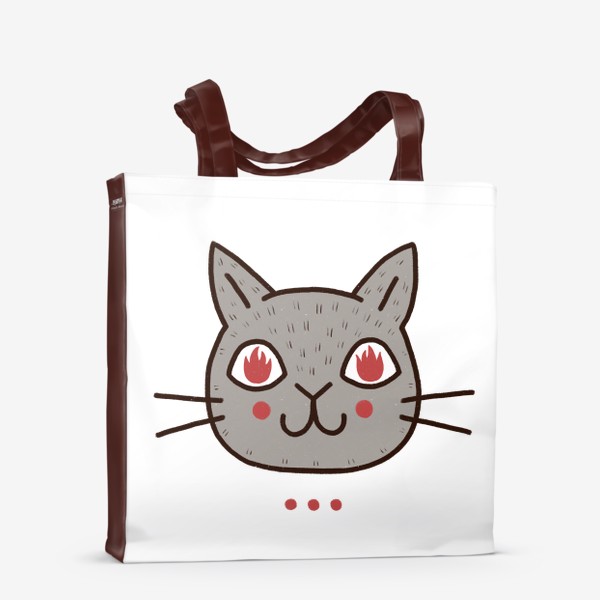 Сумка-шоппер «Милый серый кот с огнём в глазах»