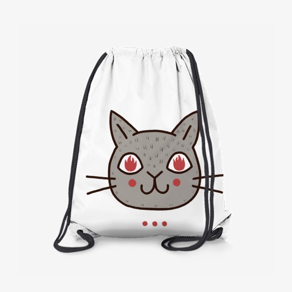 Рюкзак «Милый серый кот с огнём в глазах»