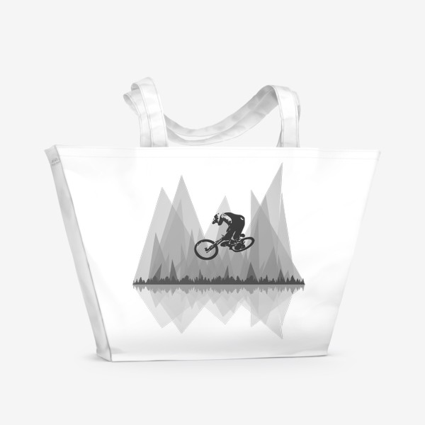 Пляжная сумка &laquo;Велосипед, МТБ, Райдеры, Горы и Лес&raquo;
