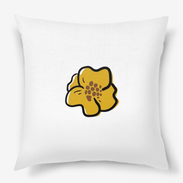 Подушка «Жёлтый контурный цветок»