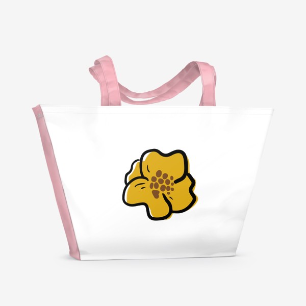 Пляжная сумка «Жёлтый контурный цветок»