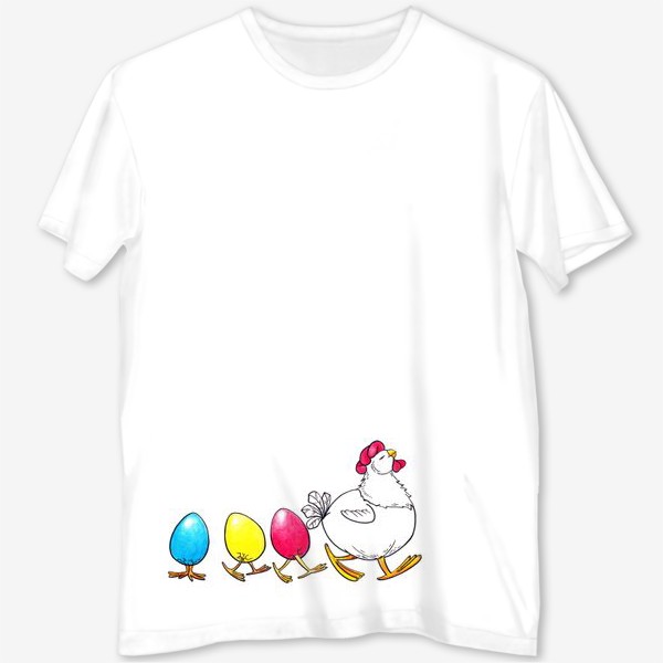 Футболка с полной запечаткой «Курица и яйца. Пасха»
