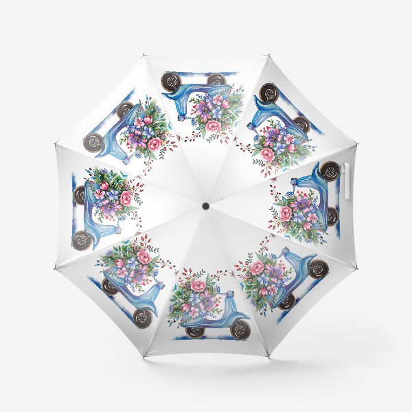 Зонт «мопед цветы стильный принт»