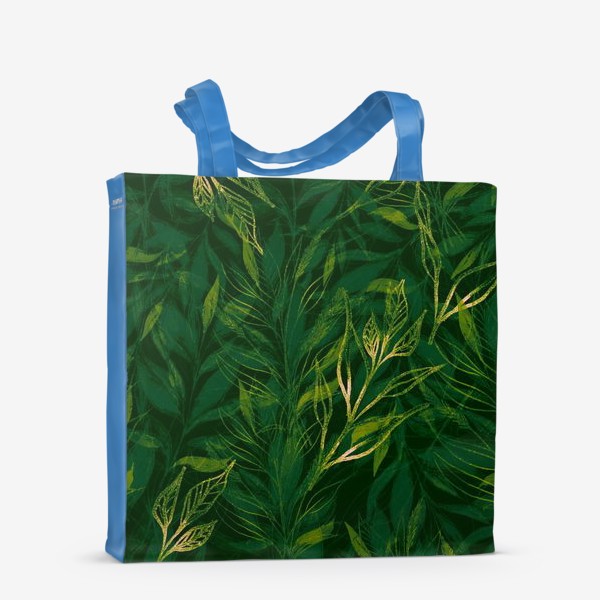 Сумка-шоппер «Роскошный паттерн с листьями и золотыми веточками»