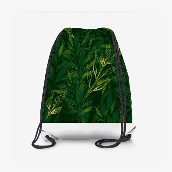 Рюкзак «Роскошный паттерн с листьями и золотыми веточками»