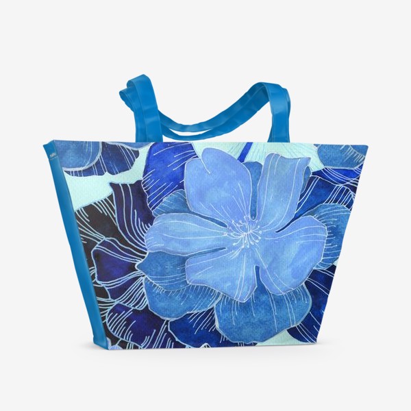 Пляжная сумка «Голубые цветы»
