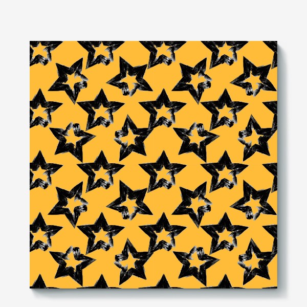Холст «Угольные звёзды на желтом фоне»