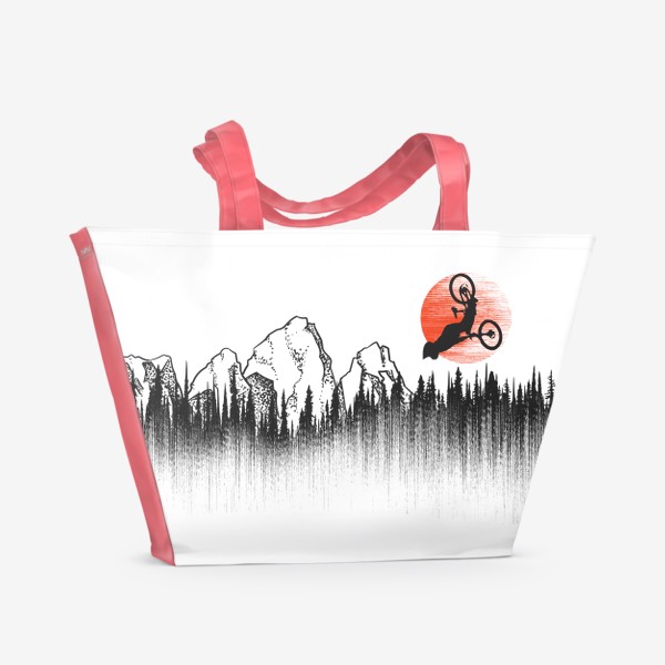 Пляжная сумка «Велосипед, МТБ, Райдеры, Горы и Лес»
