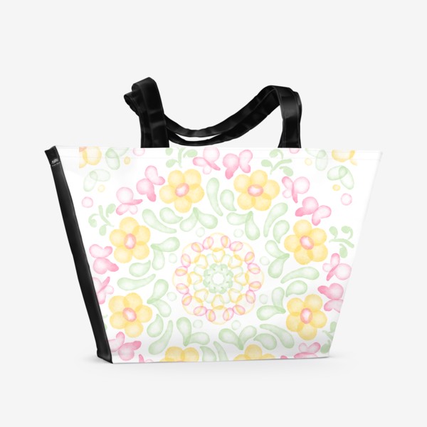 Пляжная сумка «Паттерн «Цветы и бабочки»»