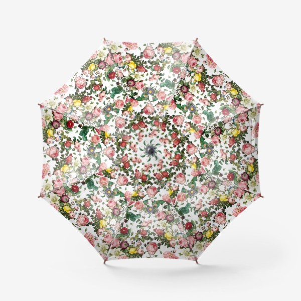Зонт «Узор из разноцветных цветов на белом»