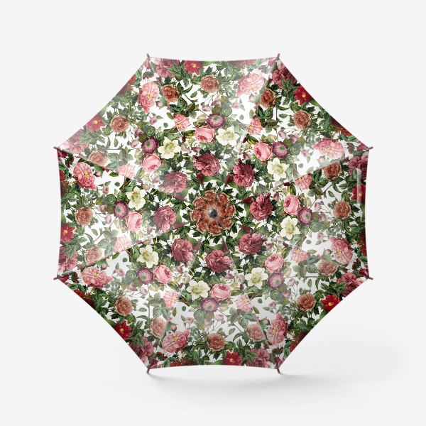 Зонт «Паттерн из летних цветов на белом»