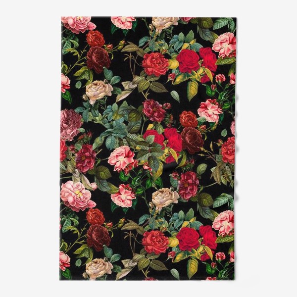 Полотенце «Паттерн из красных и розовых роз»