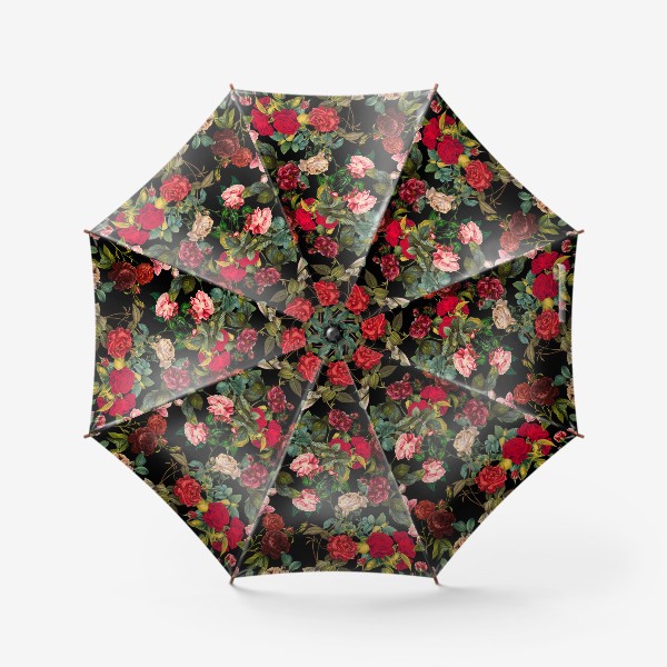 Зонт &laquo;Паттерн из красных и розовых роз&raquo;