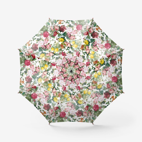 Зонт «Паттерн цветочная фантазия на белом»