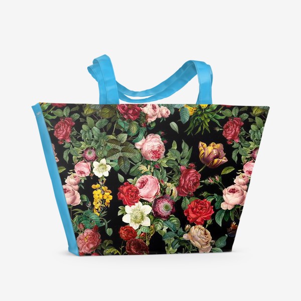 Пляжная сумка &laquo;Узор из цветов и бабочек&raquo;