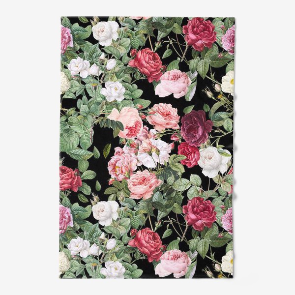 Полотенце «Нежные розы на чёрном»