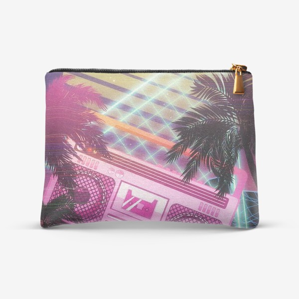 Косметичка «Пляж, пальмы и розовый бумбокс»