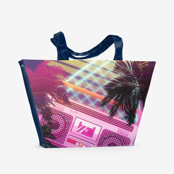 Пляжная сумка &laquo;Пляж, пальмы и розовый бумбокс&raquo;