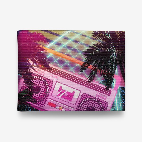 Кошелек «Пляж, пальмы и розовый бумбокс»