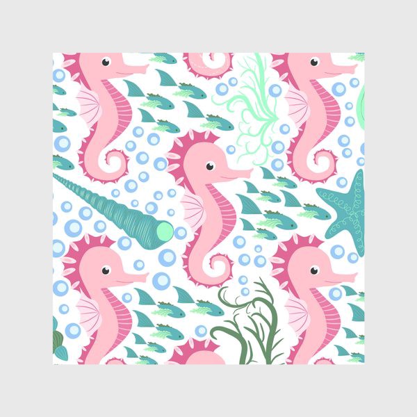 Скатерть «Морской конек розовый паттерн»