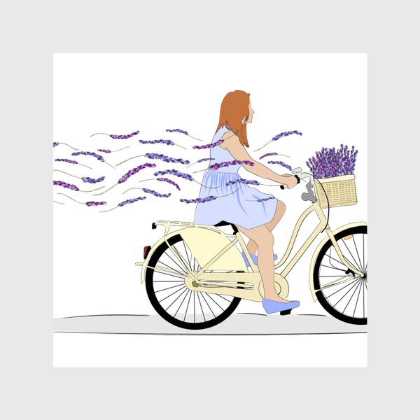 Шторы «Лавандовая девушка на велосипеде»