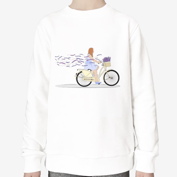 Свитшот «Лавандовая девушка на велосипеде»