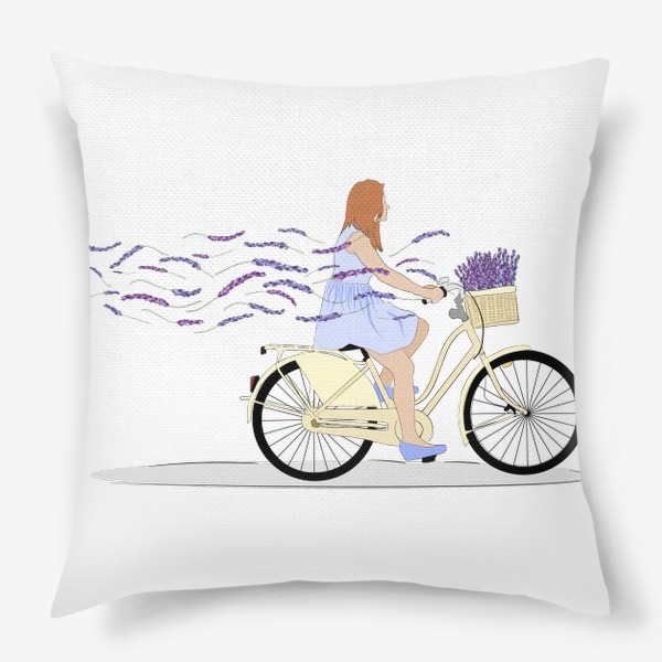 Подушка «Лавандовая девушка на велосипеде»