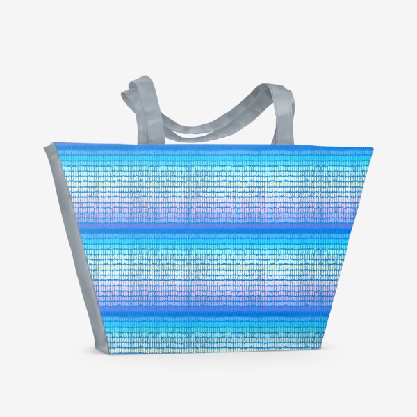 Пляжная сумка «Паттерн градиентные полоски в сине-розовой гамме»