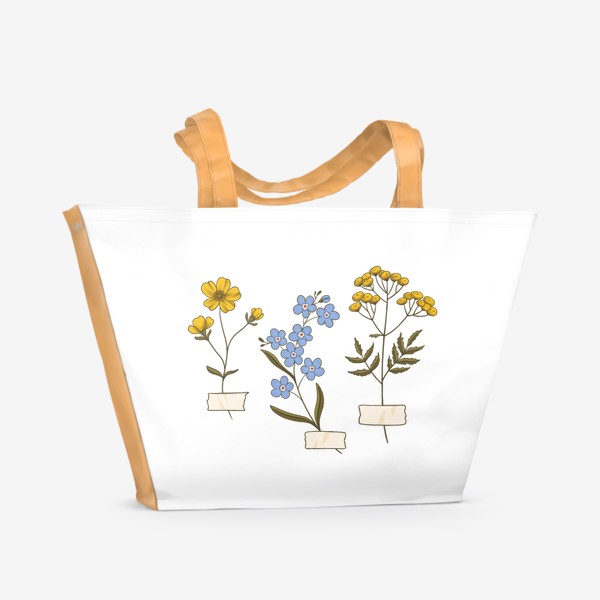 Пляжная сумка «Цветы (незабудка, лютик, пижма)»
